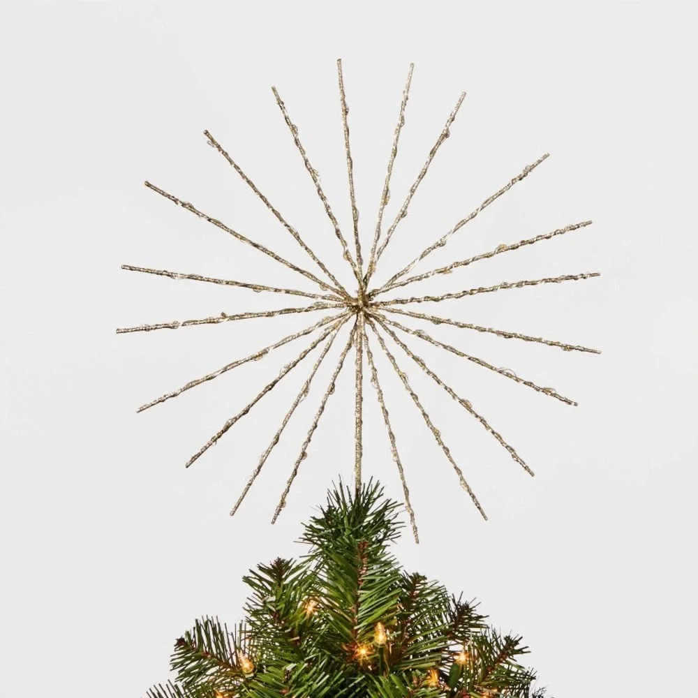 WONDERSHOP NEW 14” 70 lit twinkling starburst spikes tree topper